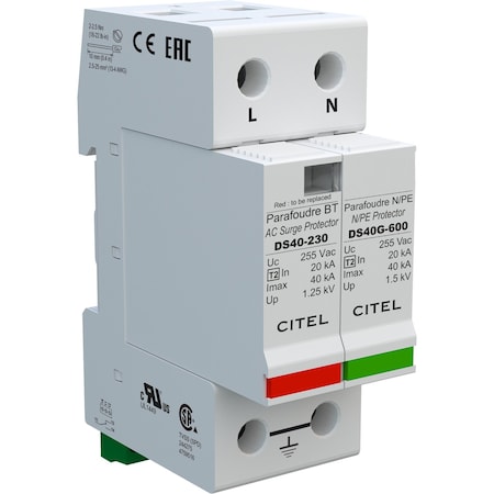 Citel Surge Protection Device, 3 Phase, 230/400V, 2 Poles, 2 Wires DS42S-230/G